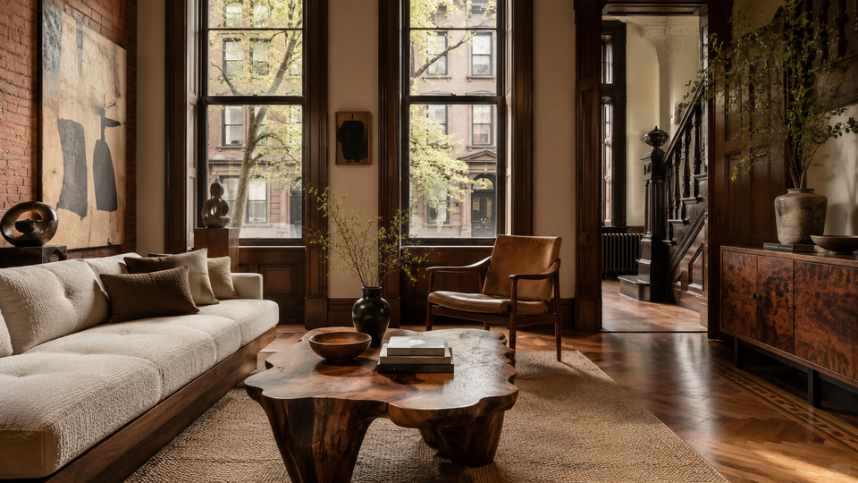 Brooklyn Brownstone: Warm Heritage Living with Sculptural Wood