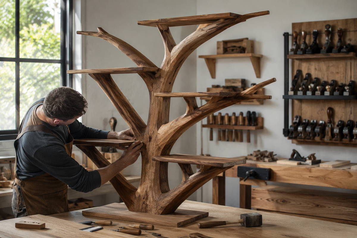 How a Tree Branch Bookshelf Is Made: From Raw Wood to Sculptural Furniture