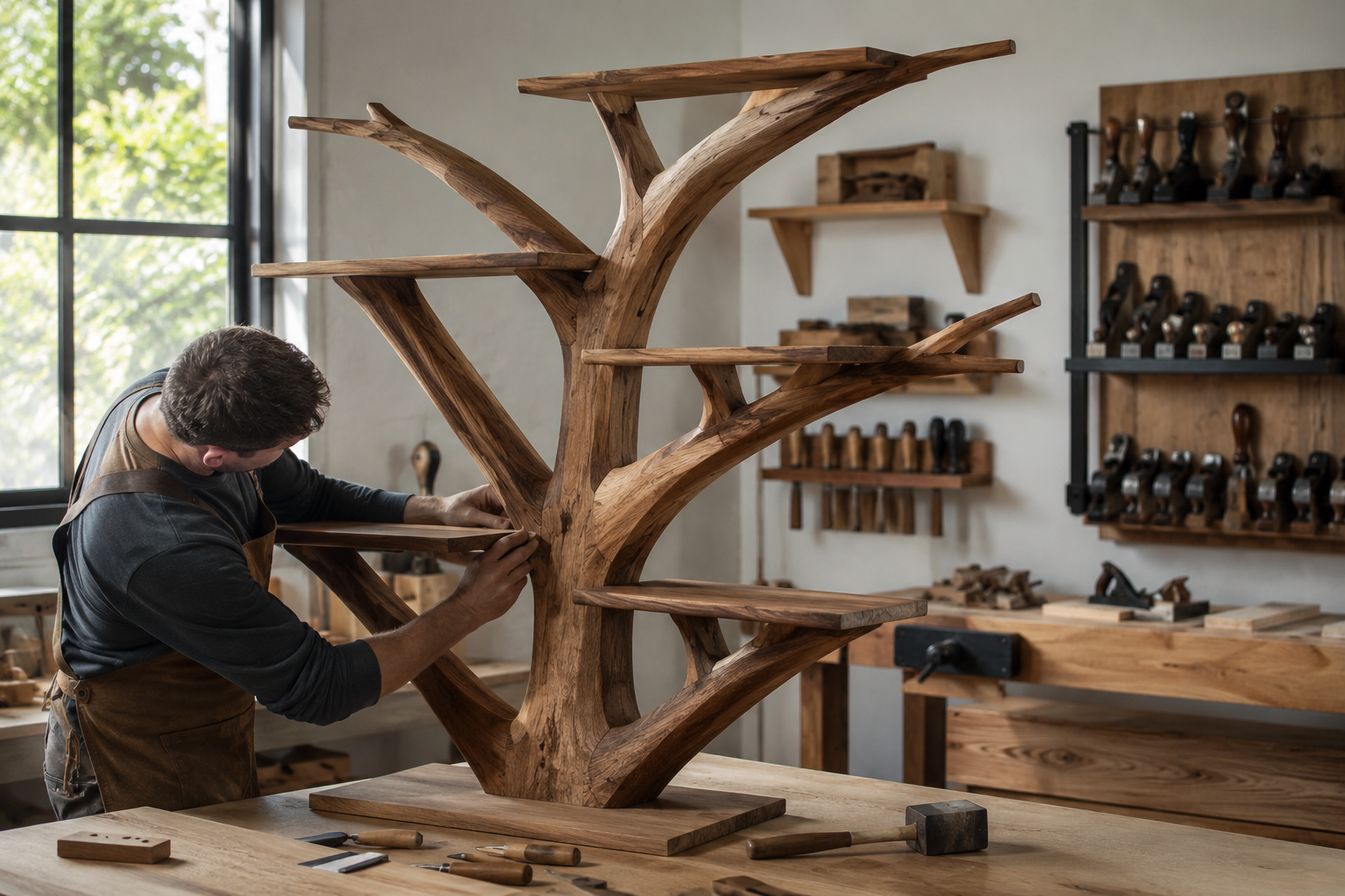 How a Tree Branch Bookshelf Is Made: From Raw Wood to Sculptural Furniture