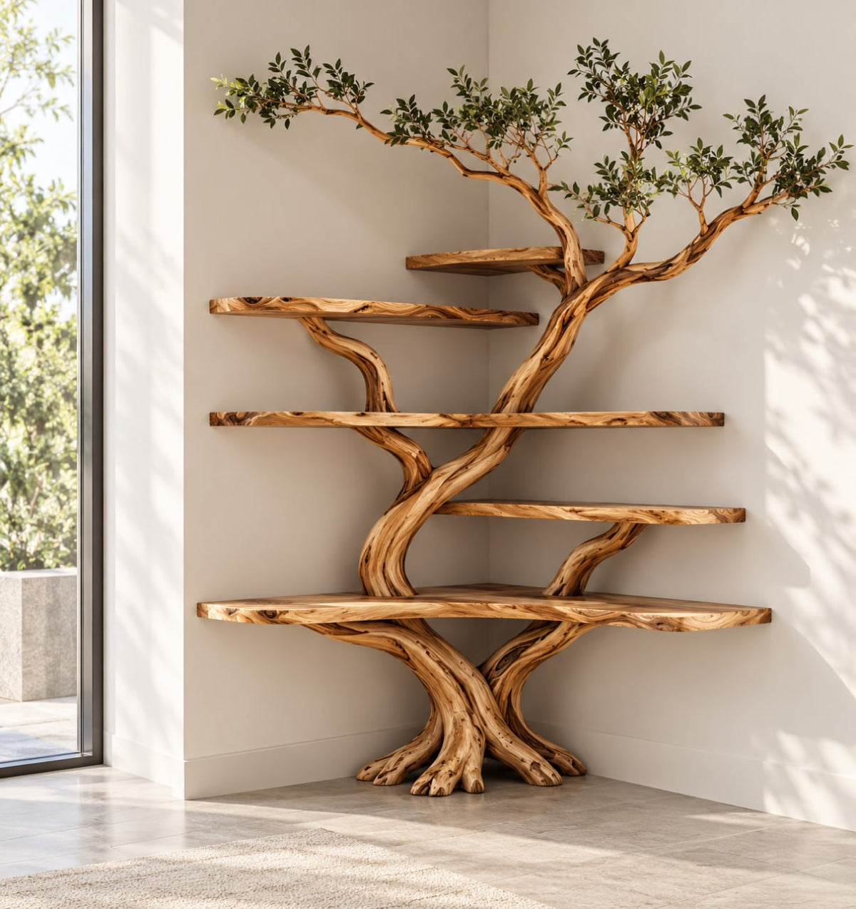 Handcrafted Tree Bookshelves