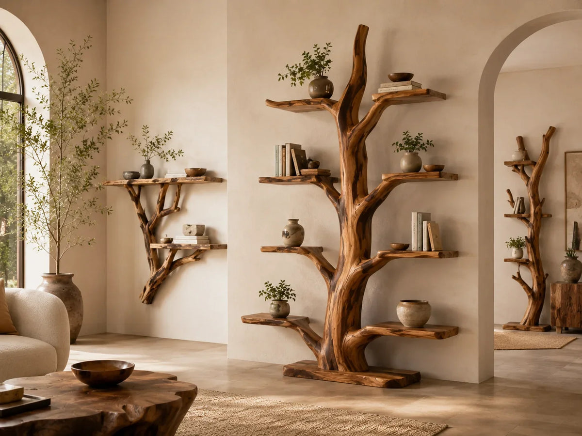 Handcrafted Tree Bookshelves