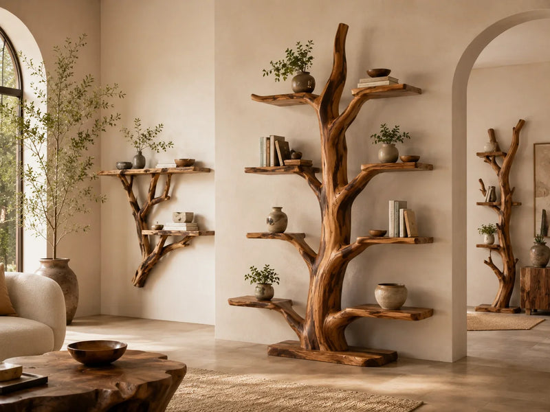 Handcrafted Tree Bookshelves