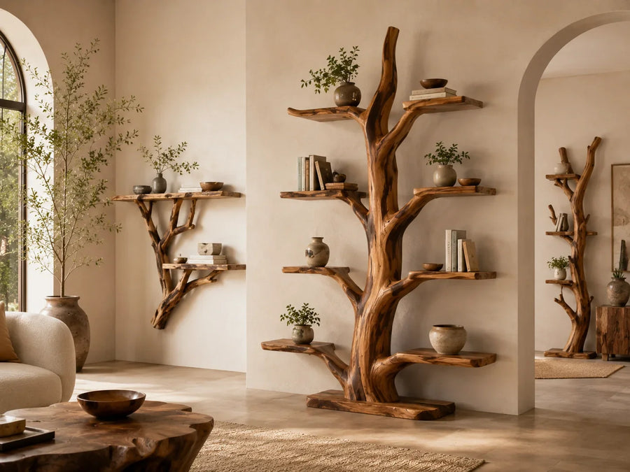 Handcrafted Tree Bookshelves