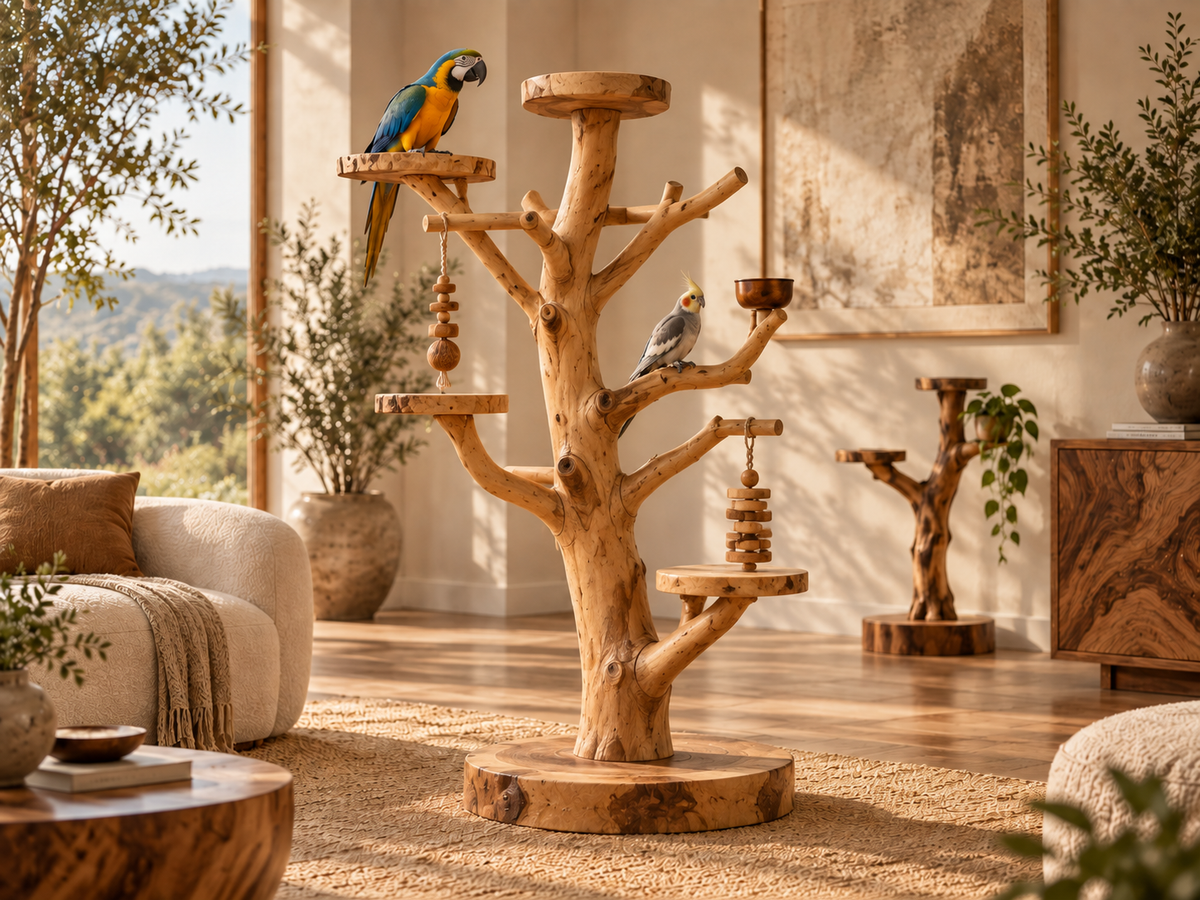 Solid Wood Parrot Trees & Play Stands