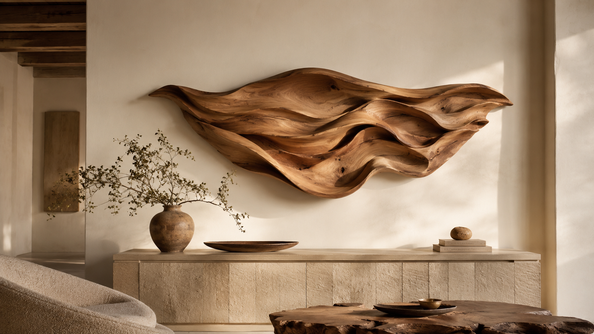 Wooden cat tree with sculptural form for luxury pet friendly interiors
