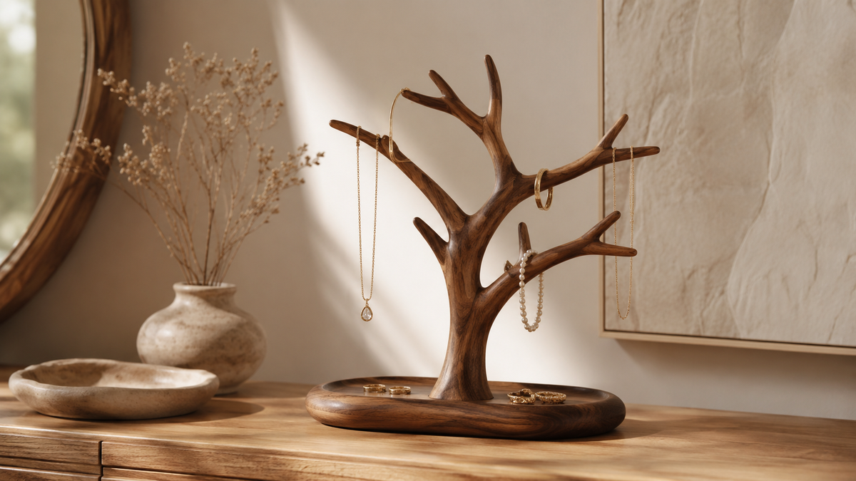 Wooden lamp base with carved natural grain for refined interior lighting