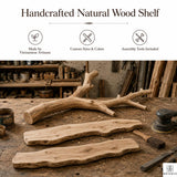 Handcrafted Tree Branch Floating Shelves – Unique Natural Wood Wall Shelf Set, Sculptural Art Display Bookcase for Living Room, Study, Bedroom & Home Library (2 Level Shelves) (C1)