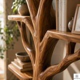 Tree Branch Floor Shelf Solid Wood Bookcase, Wall Mounted Vintage Bookshelf for Rustic Living Room Decor (Option 4)