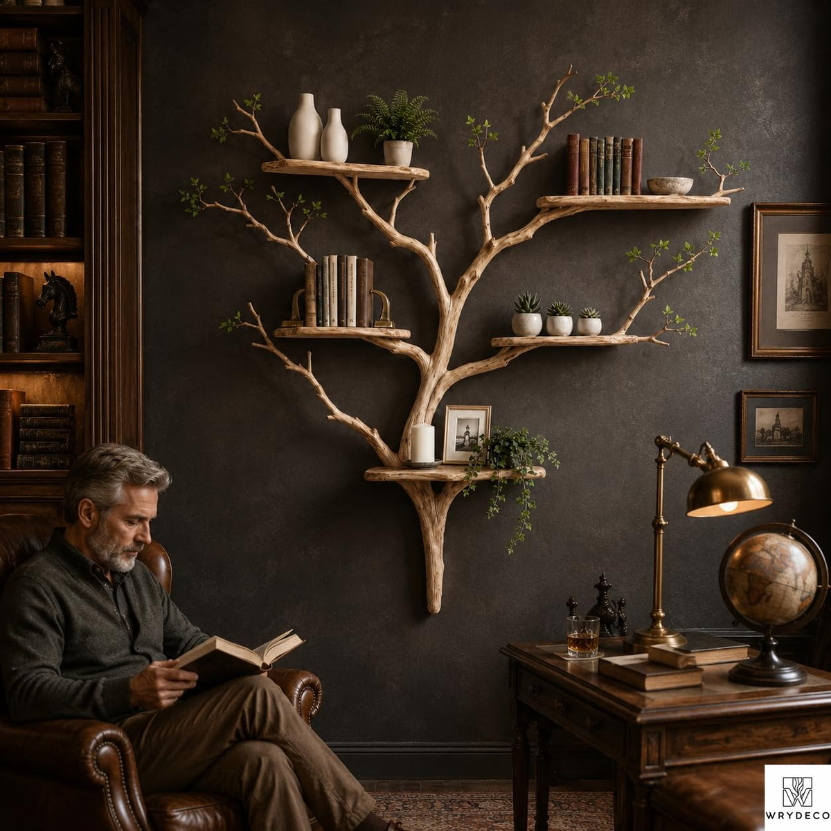 PREAUREUM Handcrafted Tree Branch Floating Shelf (C2)