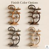 PREAUREUM Modern Sculptural Wooden Bookcase Display Shelf
