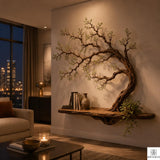 PREAUREUM Handcrafted Tree Branch Floating Wood Wall Shelf (C03)