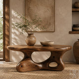 Sculptural Wooden Coffee Table with Organic Cutout Base - image 1