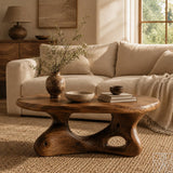Sculptural Wooden Coffee Table with Organic Cutout Base - image 2