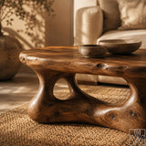 Sculptural Wooden Coffee Table with Organic Cutout Base - image 3