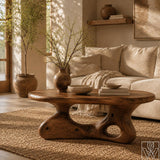 Sculptural Wooden Coffee Table with Organic Cutout Base - image 4