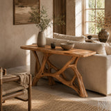 Handcrafted Solid Wood Sculptural Coffee Table for Living Room - Image 2
