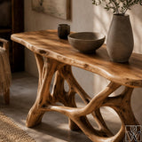 Handcrafted Solid Wood Sculptural Coffee Table for Living Room - Image 3