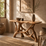 Handcrafted Solid Wood Sculptural Coffee Table for Living Room - Image 5
