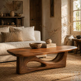 Handcrafted Wooden Coffee Table with Sculptural Base - image 2