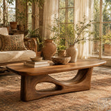 Handcrafted Wooden Coffee Table with Sculptural Base - image 3