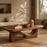 Handcrafted Wooden Coffee Table with Sculptural Base - image 6