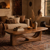 Handcrafted Wooden Coffee Table with Sculptural Base - image 9