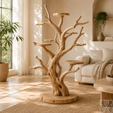 Handcrafted Solid Wood Tree Parrot Play Stand for Small Birds - Image 1