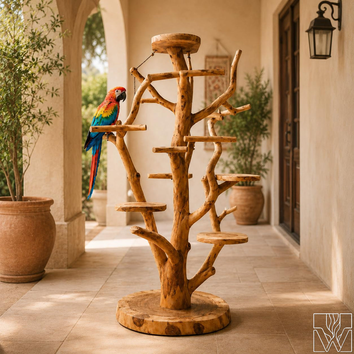 Handcrafted Solid Wood Parrot Play Stand for Small Birds - image 2