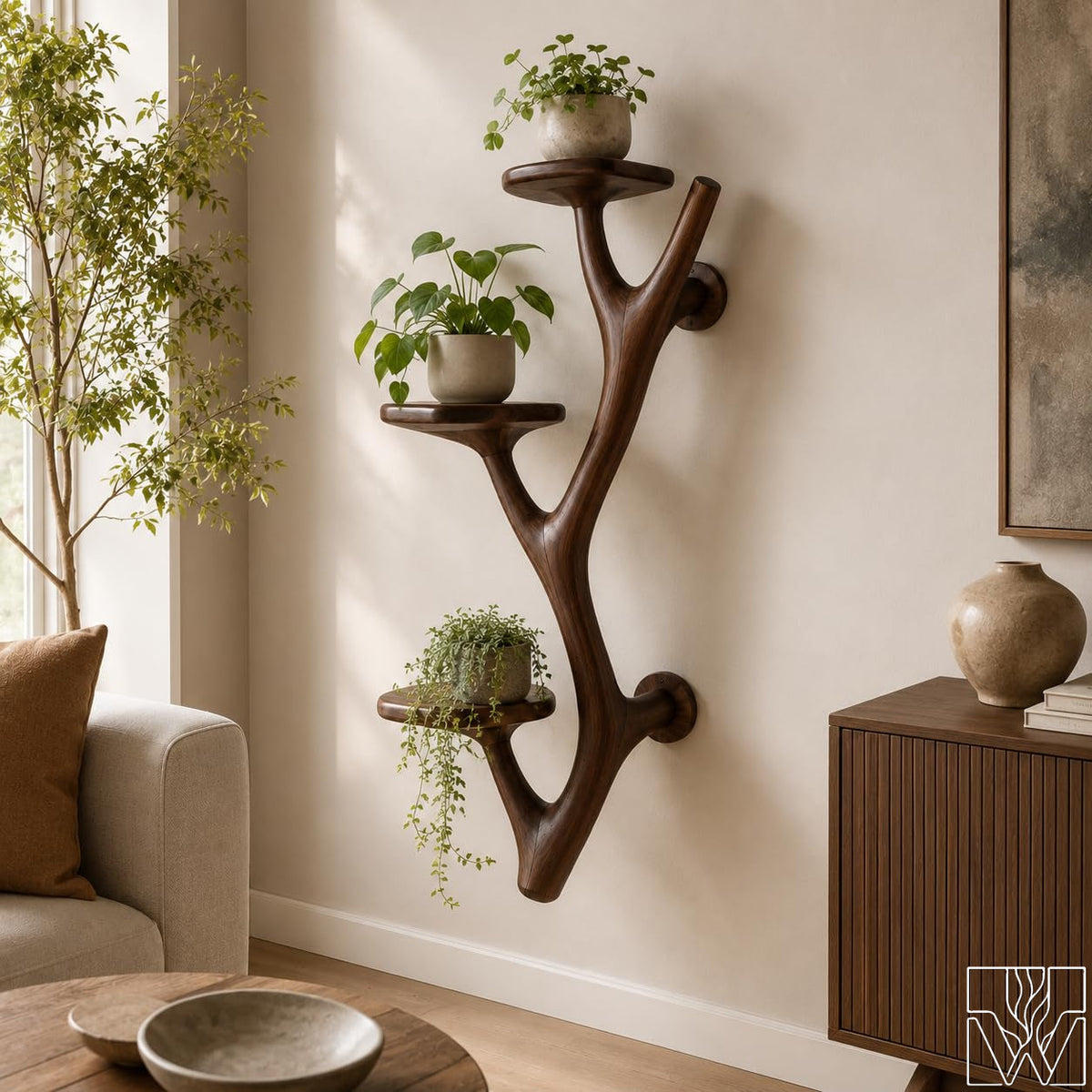Handcrafted Natural Wood Floating Cat Climbing Tree for Indoor Cats - Image 1