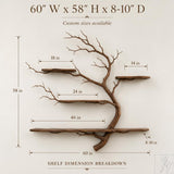 Handcrafted Solid Wood Tree Branch 3-Tier Wall Shelf for Living Room - Image 2