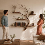 Handcrafted Solid Wood Tree Branch 3-Tier Wall Shelf for Living Room - Image 3
