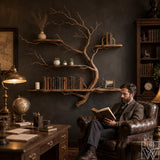 Handcrafted Solid Wood Tree Branch 3-Tier Wall Shelf for Living Room - Image 4