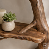 Handcrafted Solid Wood Tree Branch 3-Tier Wall Shelf for Living Room - Image 7