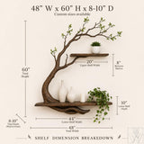 Handcrafted Natural Wood Tree Branch Floating Shelves for Living Room - image 2