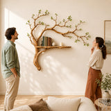 Handcrafted Solid Wood Tree Branch Floating Shelf for Living Room - Image 3