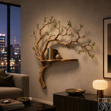 Handcrafted Solid Wood Tree Branch Floating Shelf for Living Room - Image 6
