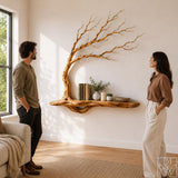 Handcrafted Natural Wood Tree Branch Floating Shelf for Living Room - image 3