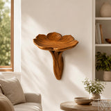 Rustic Solid Wood Organic Bowl Floating Shelf for Living Room - Image 1