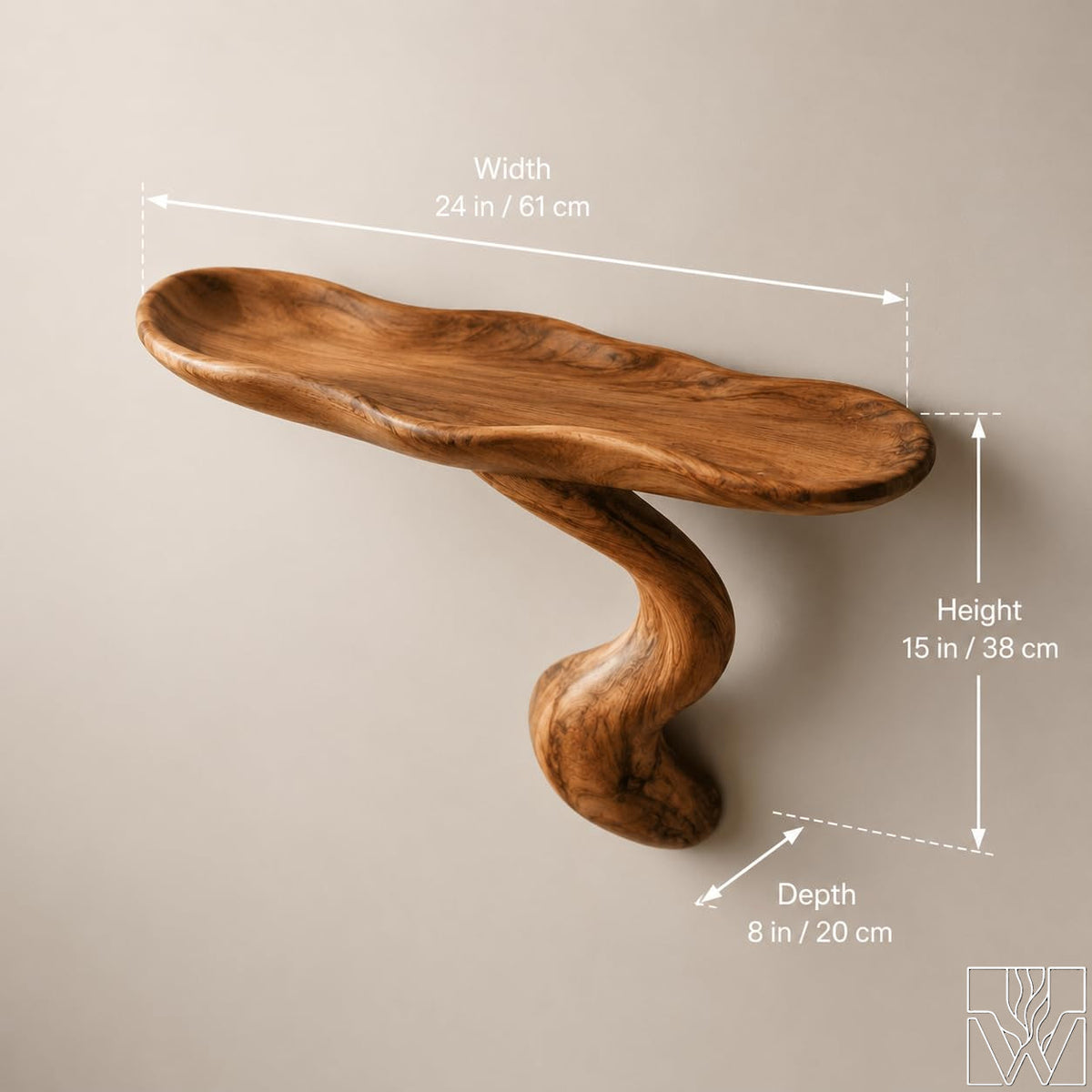 Rustic Handcrafted Wooden Wall Shelf with Organic Bowl Design - image 2