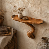 Rustic Handcrafted Wooden Wall Shelf with Organic Bowl Design - image 3