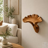 Handcrafted Solid Wood Organic Bowl Floating Shelf for Entryway - Image 1
