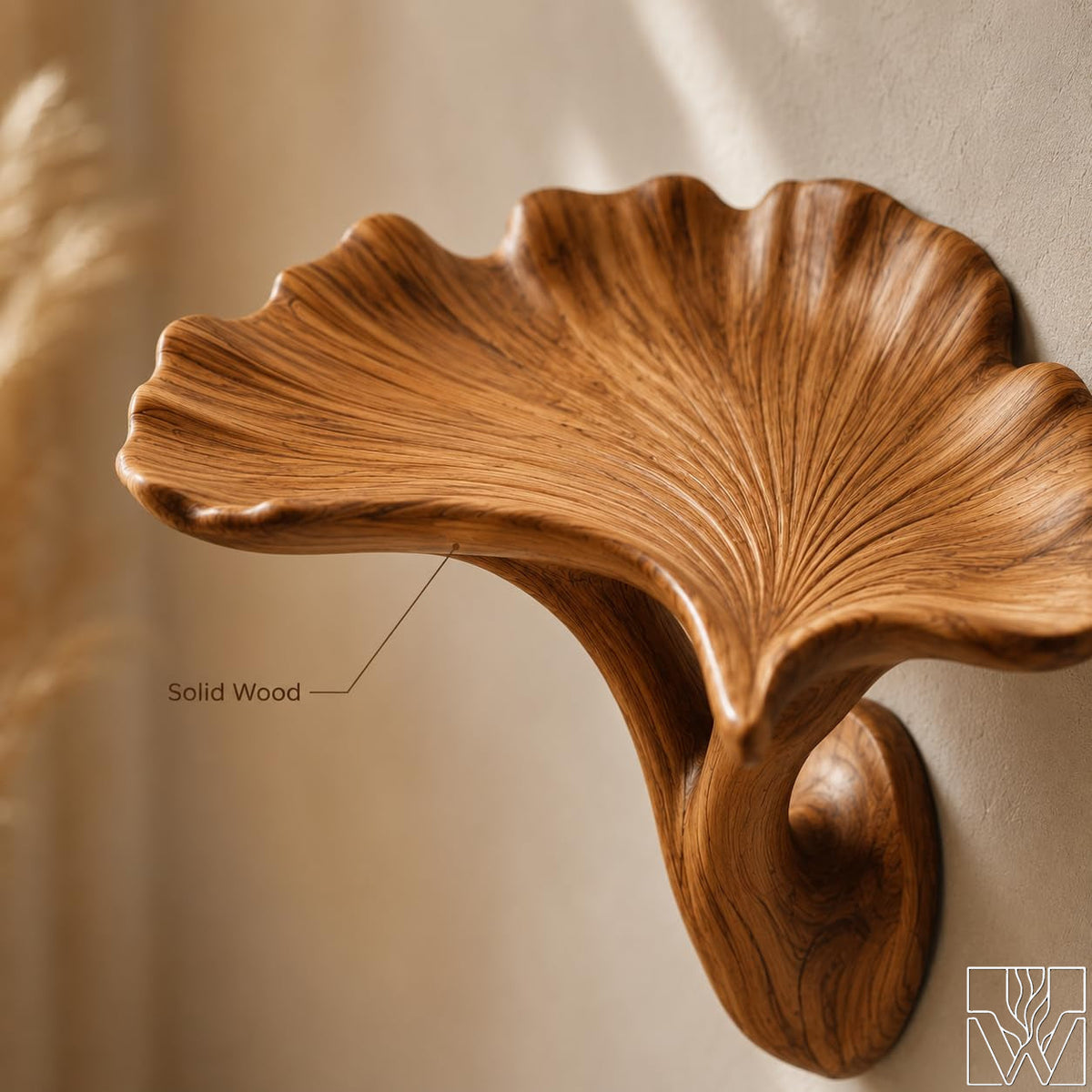 Handcrafted Solid Wood Organic Bowl Floating Shelf for Entryway - Image 4
