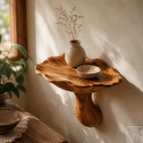 Handcrafted Wooden Wall Shelf with Organic Bowl Design - image 1
