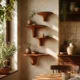 Handcrafted Wooden Wall Shelf with Organic Bowl Design - image 2