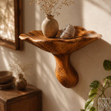 Handcrafted Wooden Wall Shelf with Organic Bowl Design - image 4