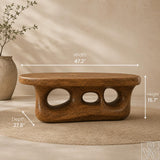 Rustic Modern Wooden Coffee Table with Organic Cutout Base - image 2