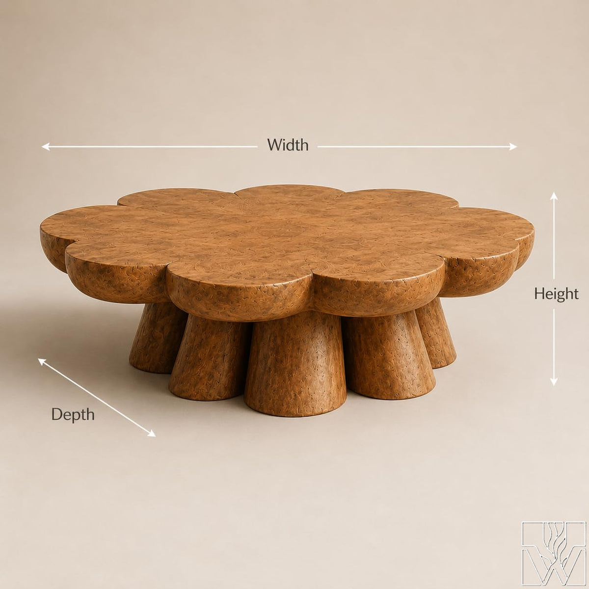 Rustic Solid Wood Sculptural Cutout Coffee Table for Living Room - Image 2