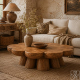 Rustic Solid Wood Sculptural Cutout Coffee Table for Living Room - Image 3