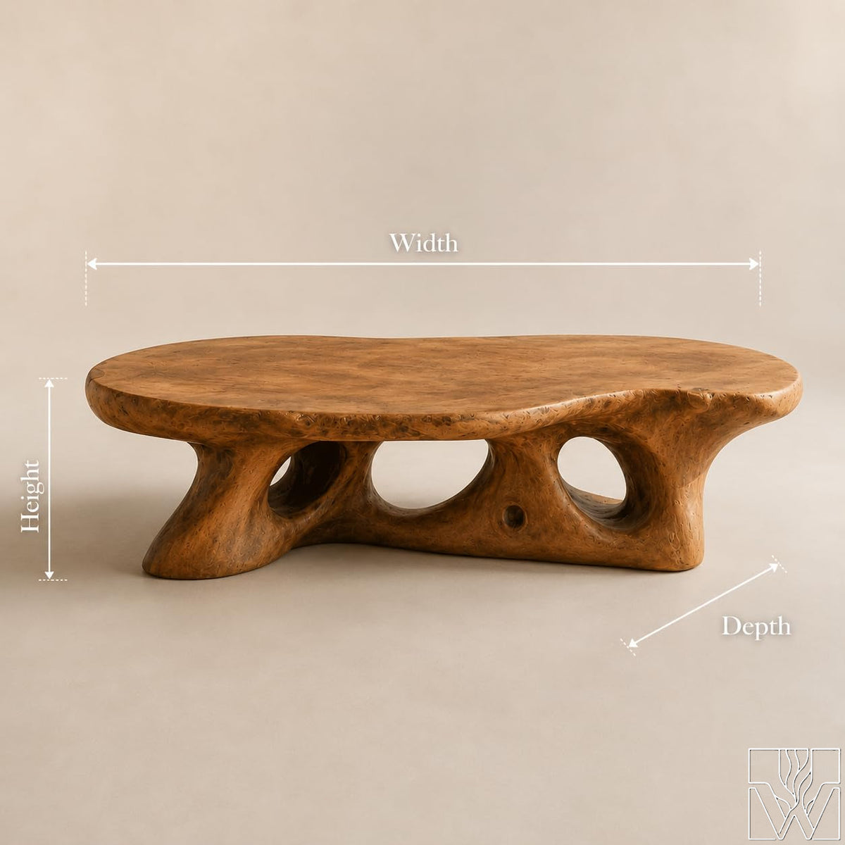 Organic Modern Wooden Coffee Table with Sculptural Base - image 2