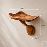 Rustic Wooden Floating Wall Shelf with Organic Bowl Design - image 2